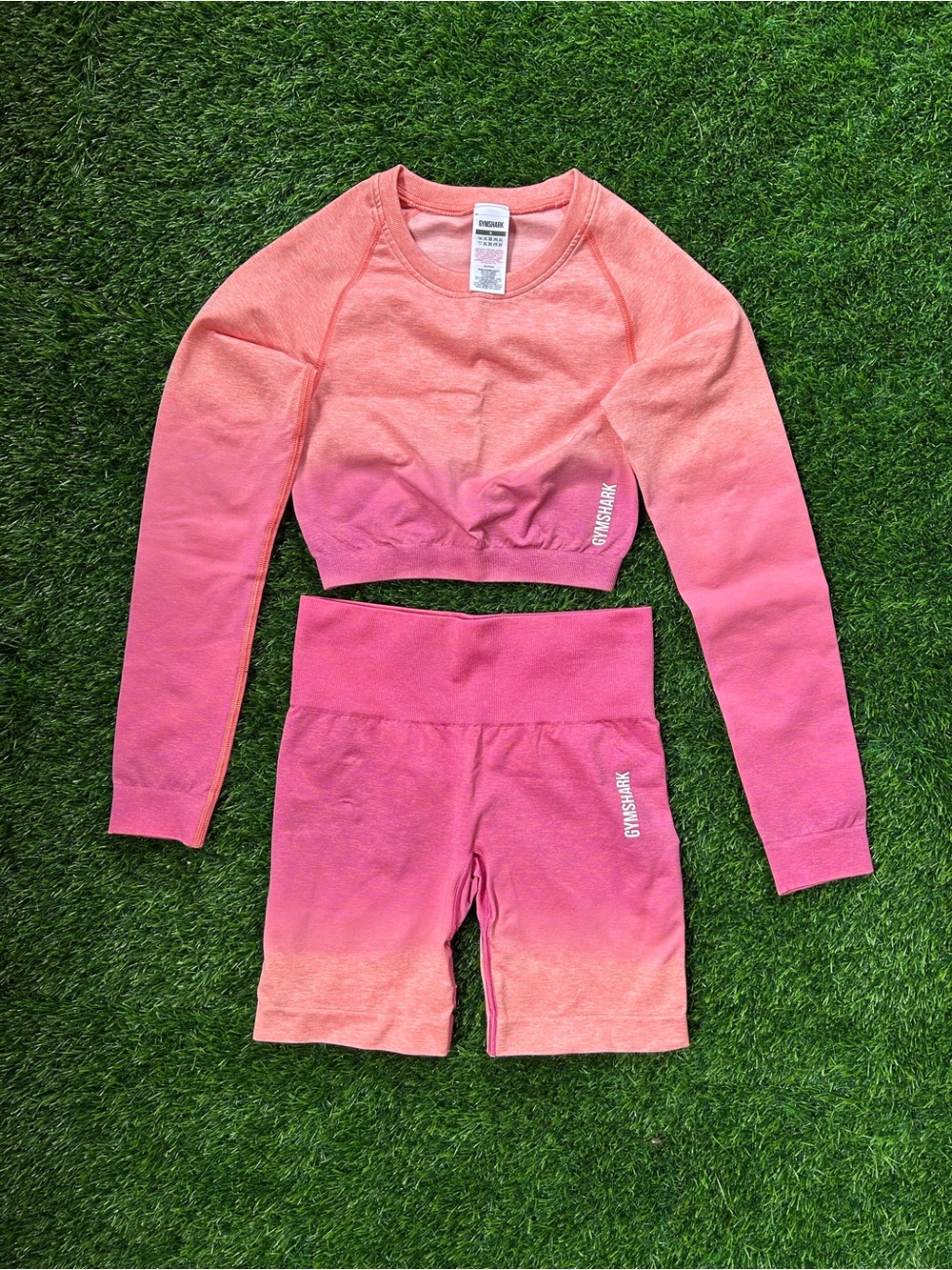 Gymshark Ombre Cropped Long Sleeve and High-Waist Shorts Set